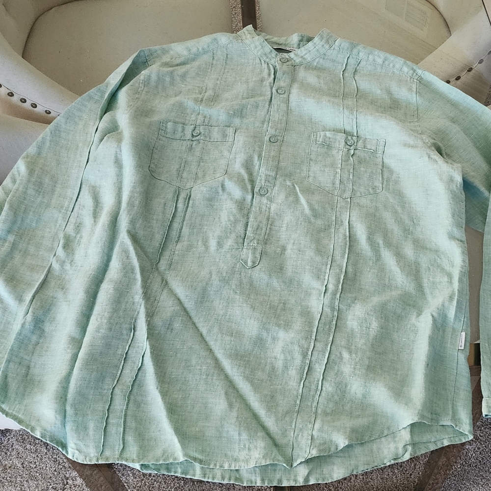 Cubavera TWO-POCKET PINTUCK POPOVER SHIRT